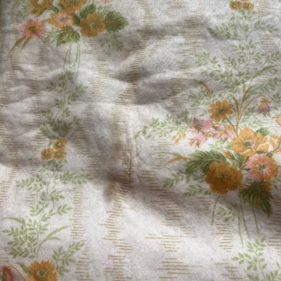 Vintage Wool Blanket Satin Trim Floral Mustard Yellow Botanical Wildflowers Boho - Picture 10 of 11